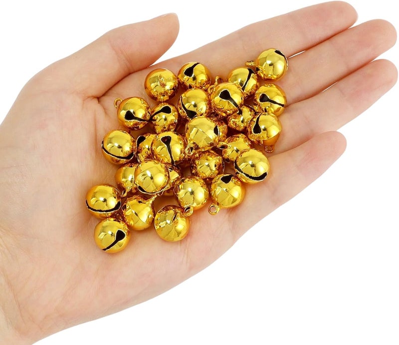 LIGHOON 1/2 Inch Jingle Bells Small Bell Mini Bells, Tiny Crafts Bells, DIY for Christmas Home Making Ornaments Wreath Pet Decorations Bracelet Anklets Necklace Knitting Jewelry Making 120 Pcs, Gold - Image 3